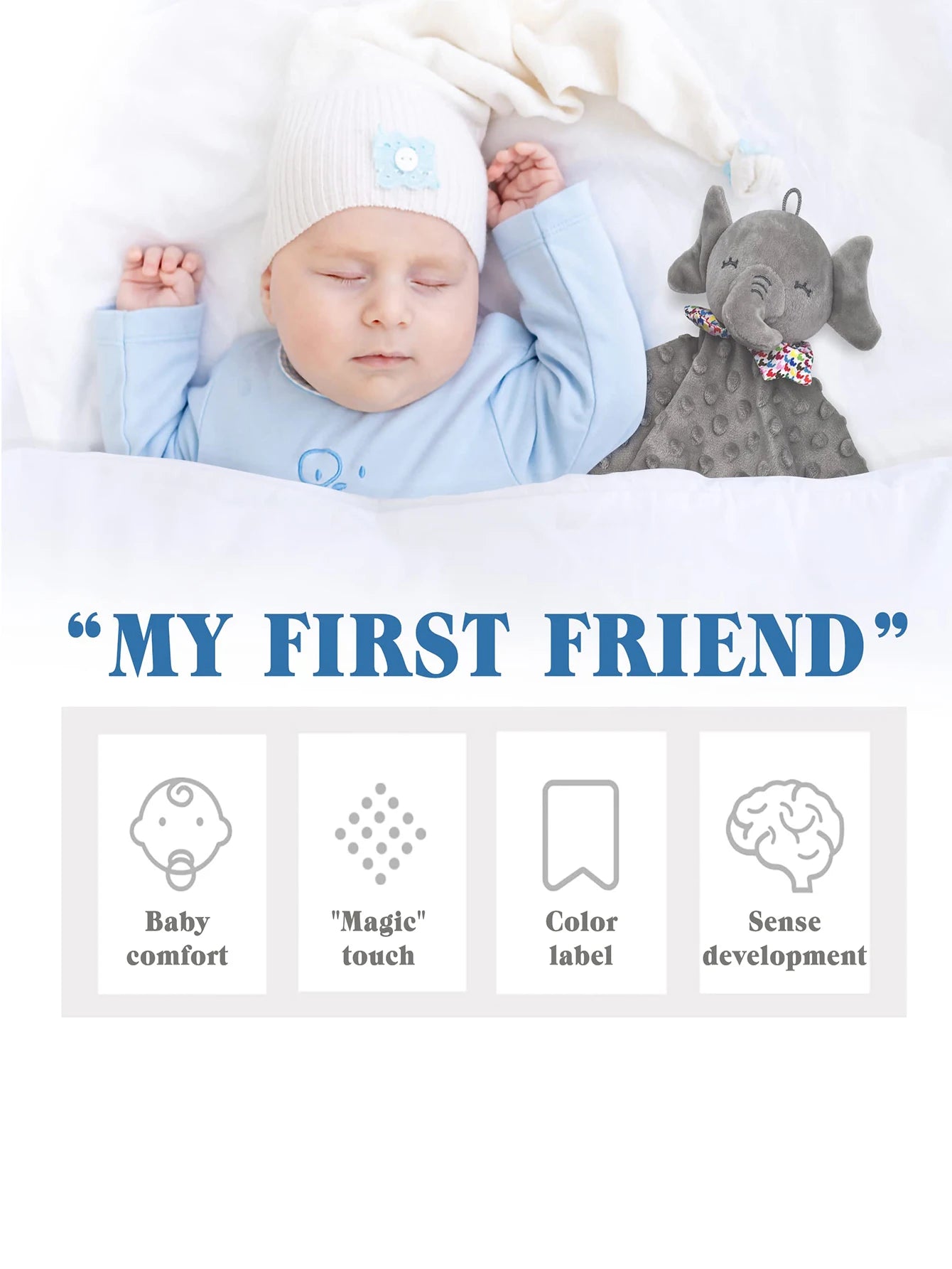 Elephant Baby Comforter Blanket Rattle Toy