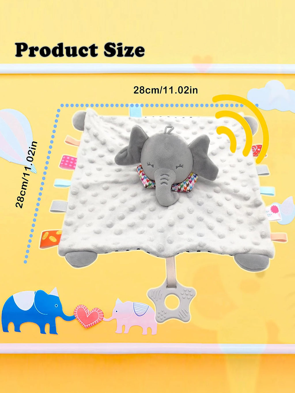 Elephant Baby Comforter Blanket Rattle Toy