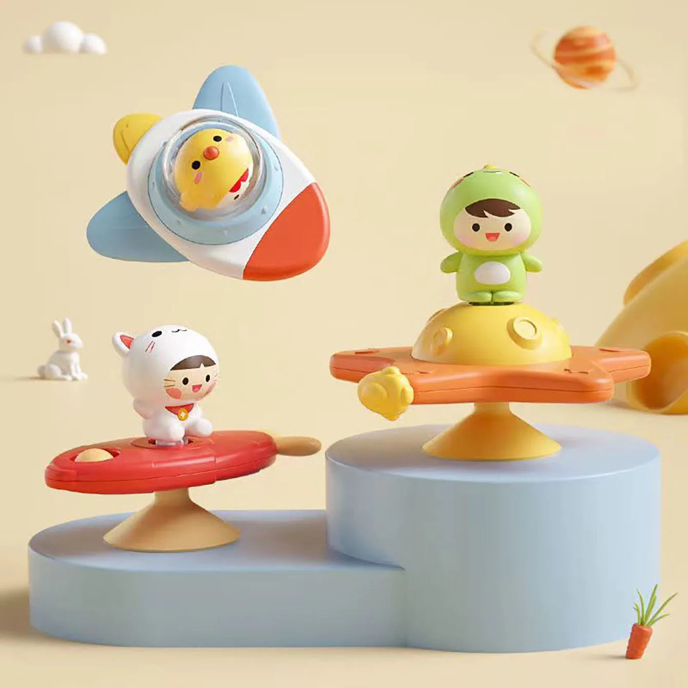 Baby Suction Cup Airplane Bath Spinner Toy
