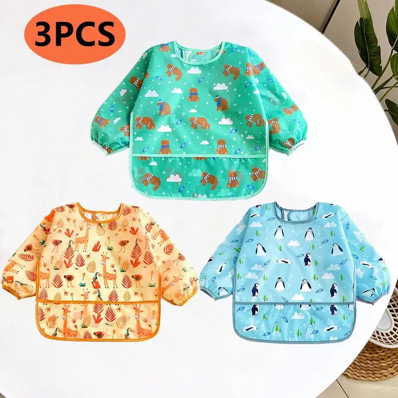 Baby Long Sleeve Waterproof Bib Apron – 0–3 Years