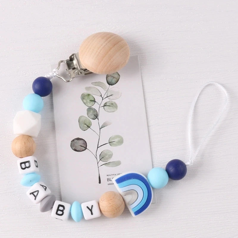 Beech & Silicone Baby Pacifier Chain Clip