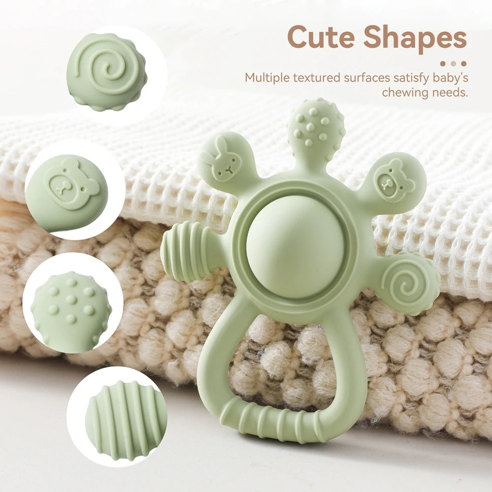 BPA-Free Silicone Baby Teether Rattle – Hand Bell