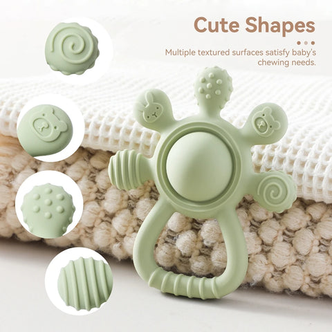 BPA-Free Silicone Baby Teether Rattle – Hand Bell