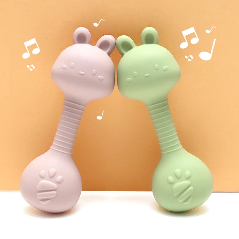 Baby Bunny Silicone Rattle Teether – Dumbbell Shape