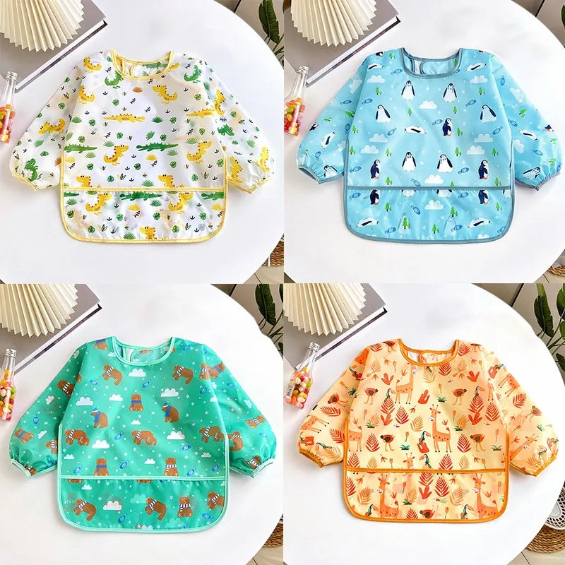 Baby Long Sleeve Waterproof Bib Apron – 0–3 Years