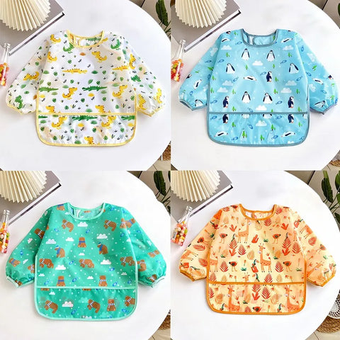 Baby Long Sleeve Waterproof Bib Apron – 0–3 Years