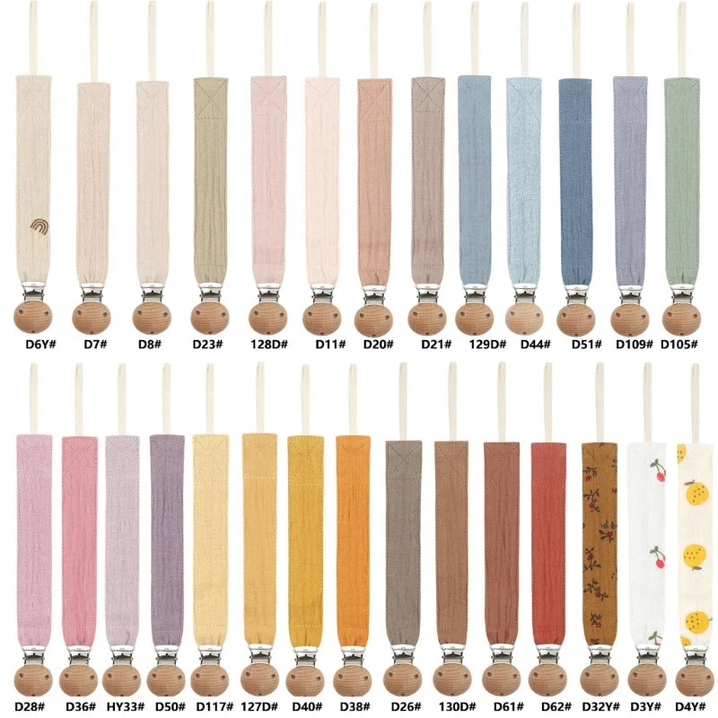 Cotton Baby Pacifier Clip Chain – Beech Wood & Metal