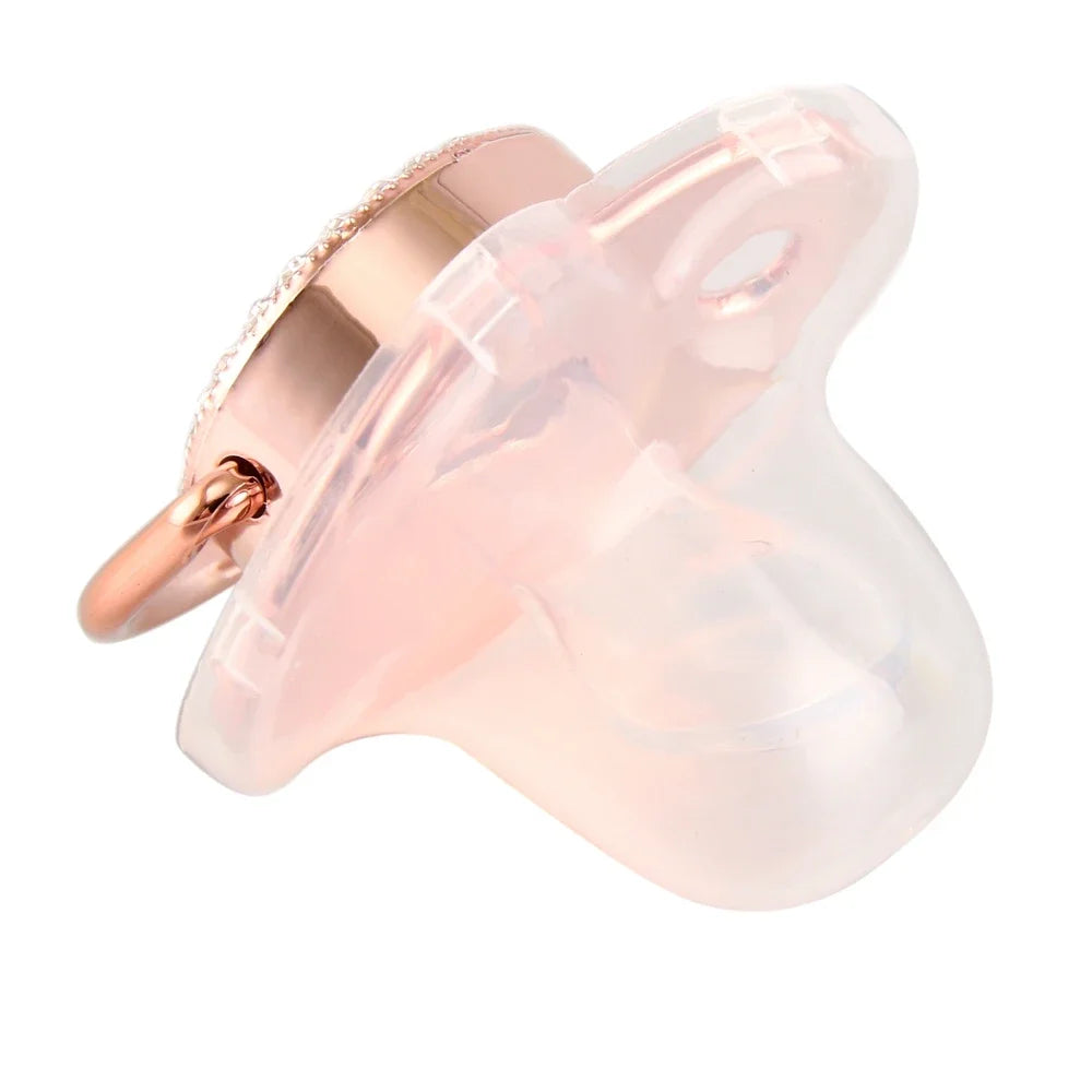 Rose Gold Letter Pacifier Clip with Silicone Soother