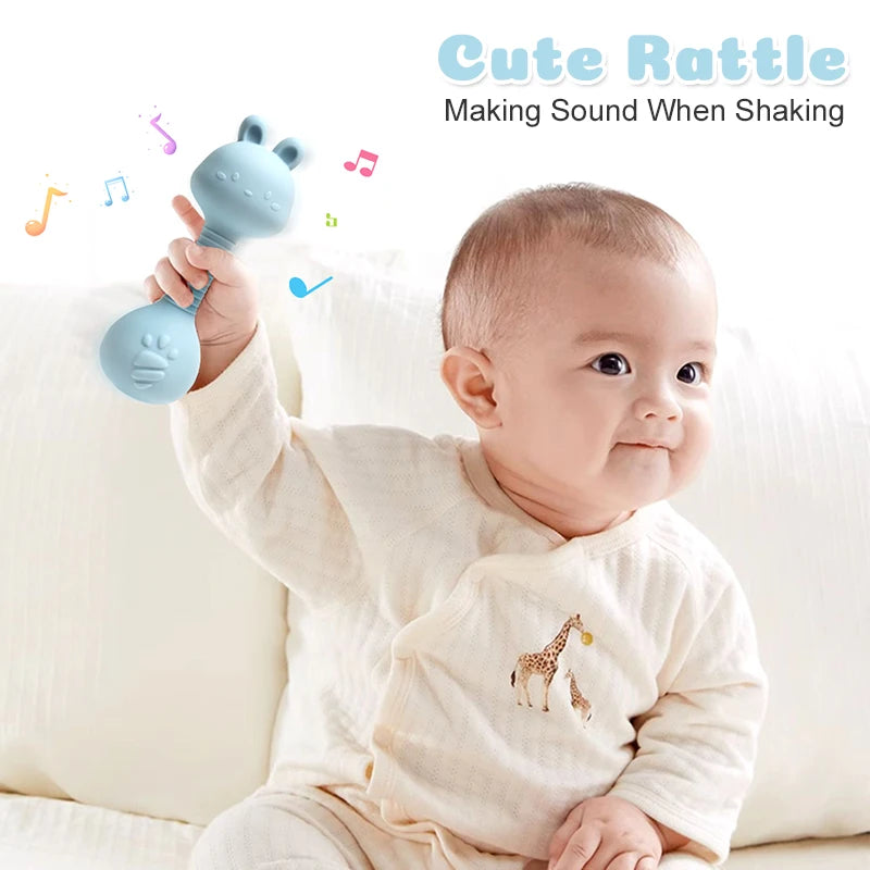 Baby Bunny Silicone Rattle Teether – Dumbbell Shape