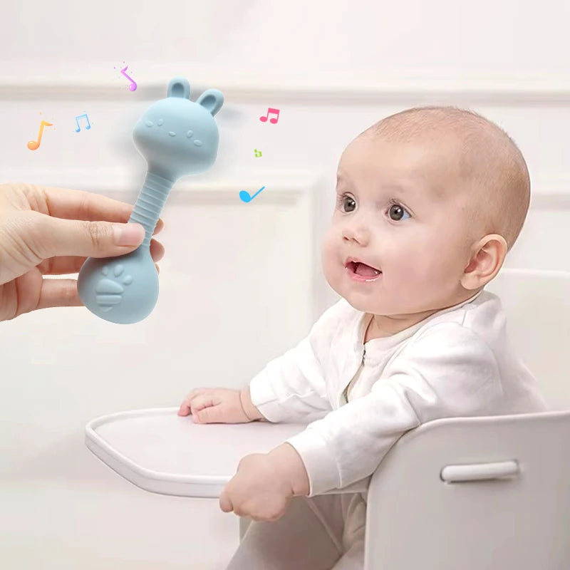Baby Bunny Silicone Rattle Teether – Dumbbell Shape