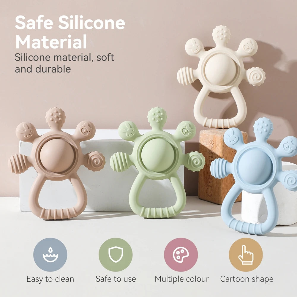 BPA-Free Silicone Baby Teether Rattle – Hand Bell