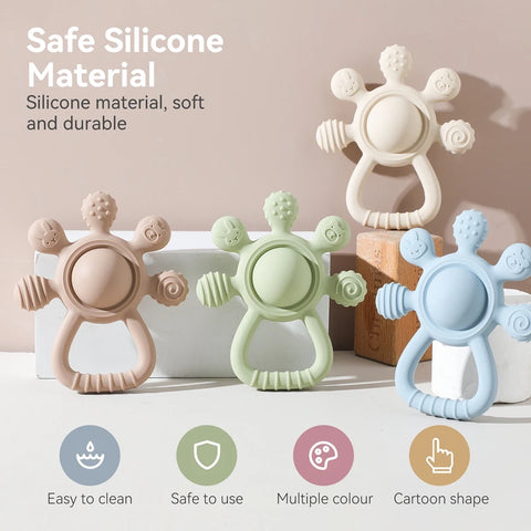 BPA-Free Silicone Baby Teether Rattle – Hand Bell