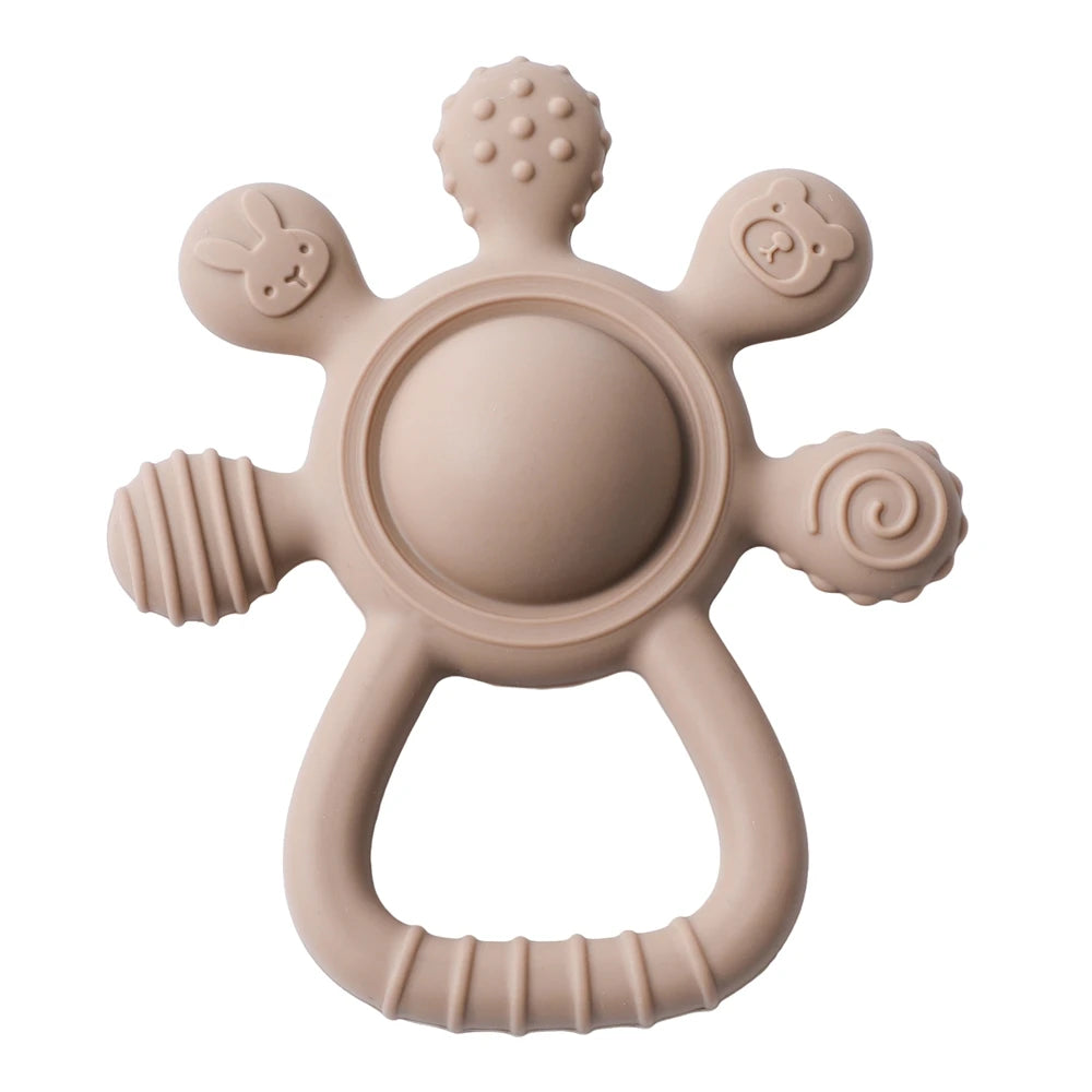BPA-Free Silicone Baby Teether Rattle – Hand Bell