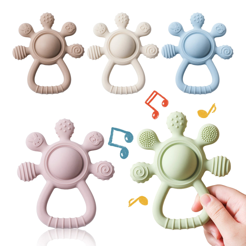 BPA-Free Silicone Baby Teether Rattle – Hand Bell