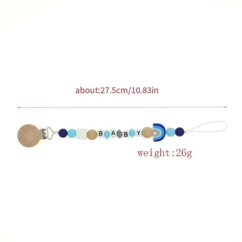 Beech & Silicone Baby Pacifier Chain Clip