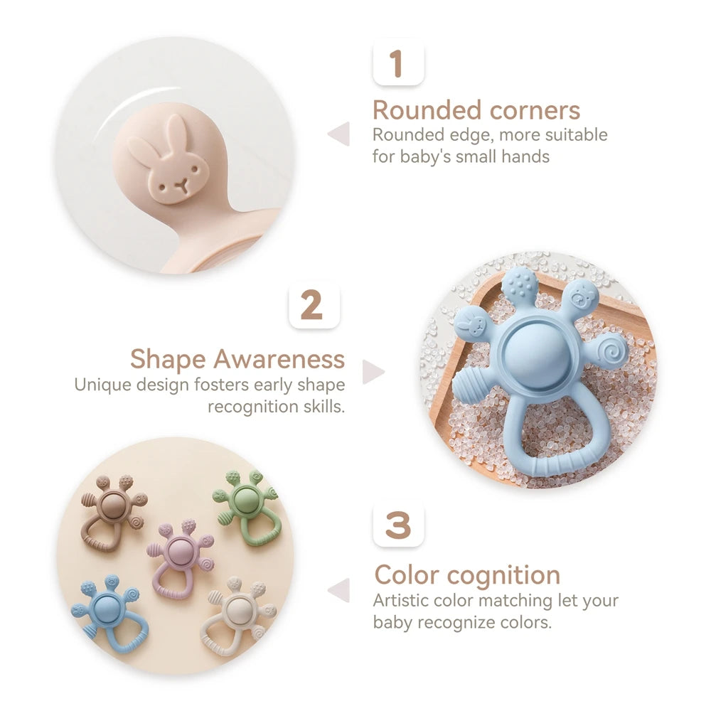 BPA-Free Silicone Baby Teether Rattle – Hand Bell