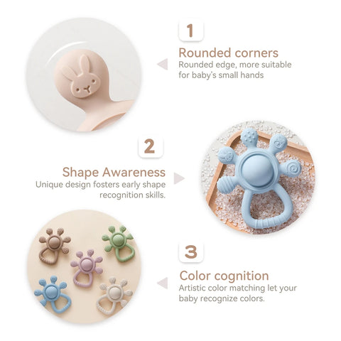 BPA-Free Silicone Baby Teether Rattle – Hand Bell