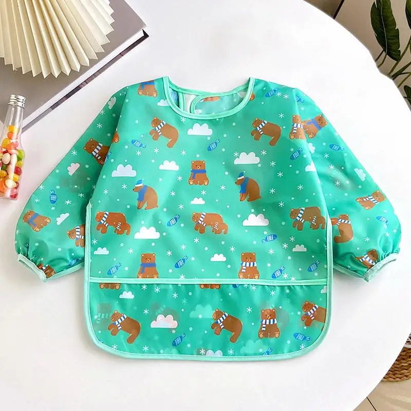 Baby Long Sleeve Waterproof Bib Apron – 0–3 Years