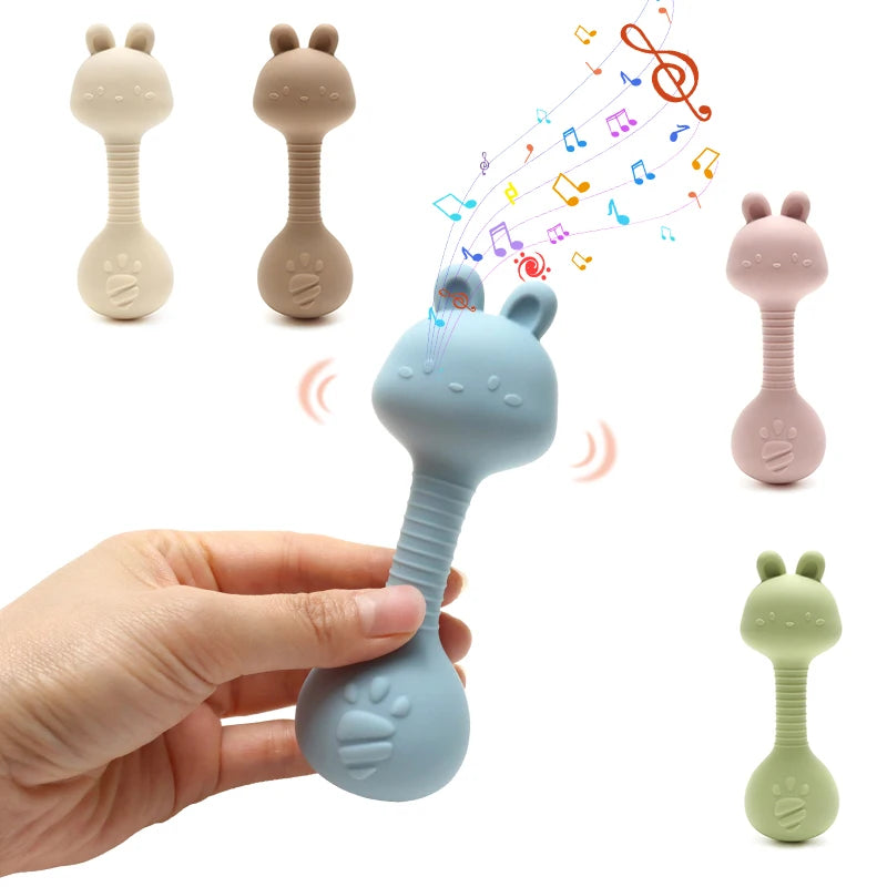 Baby Bunny Silicone Rattle Teether – Dumbbell Shape