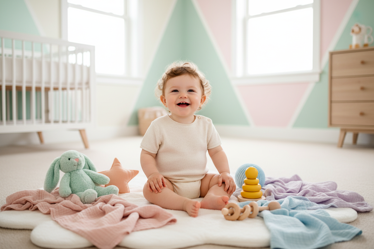 Baby with Pastel Toys